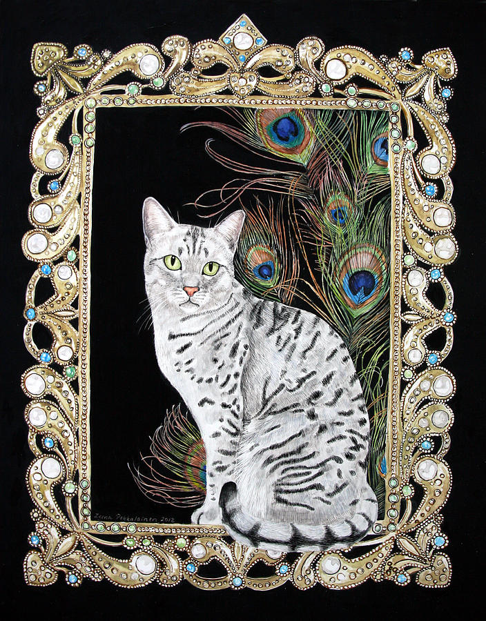 Cat Painting - Silver Egyptian Mau by Leena Pekkalainen