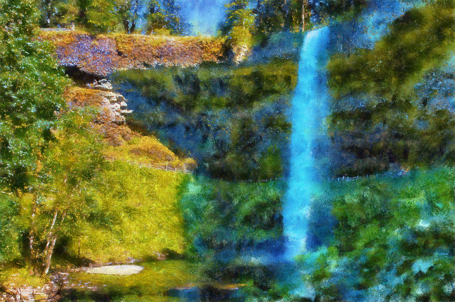 Silver Falls South Falls Digital Art by Kaylee Mason