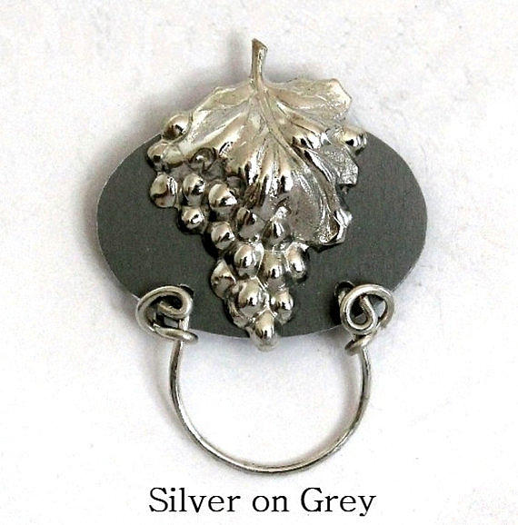 Silver Grapes on Grey Jewelry by Laura Wilson