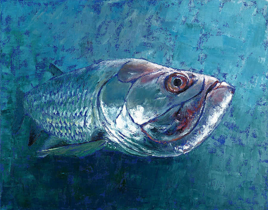 Silver King Tarpon Painting by Pam Talley