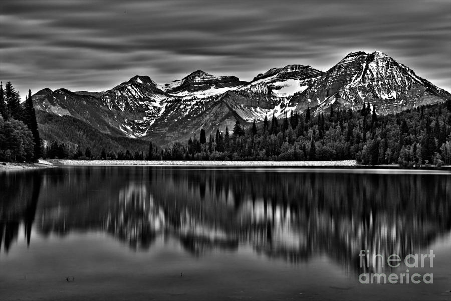 Silver Lake Reflection Black and White Photograph by Roxie Crouch