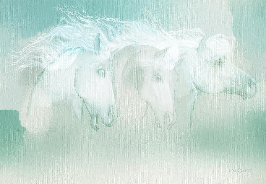 Horse Painting - Silver manes by Valerie Anne Kelly