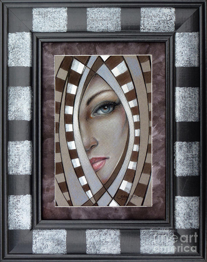 Portrait Painting - Silver Memories 220414 FRAMED #1 by Selena Boron