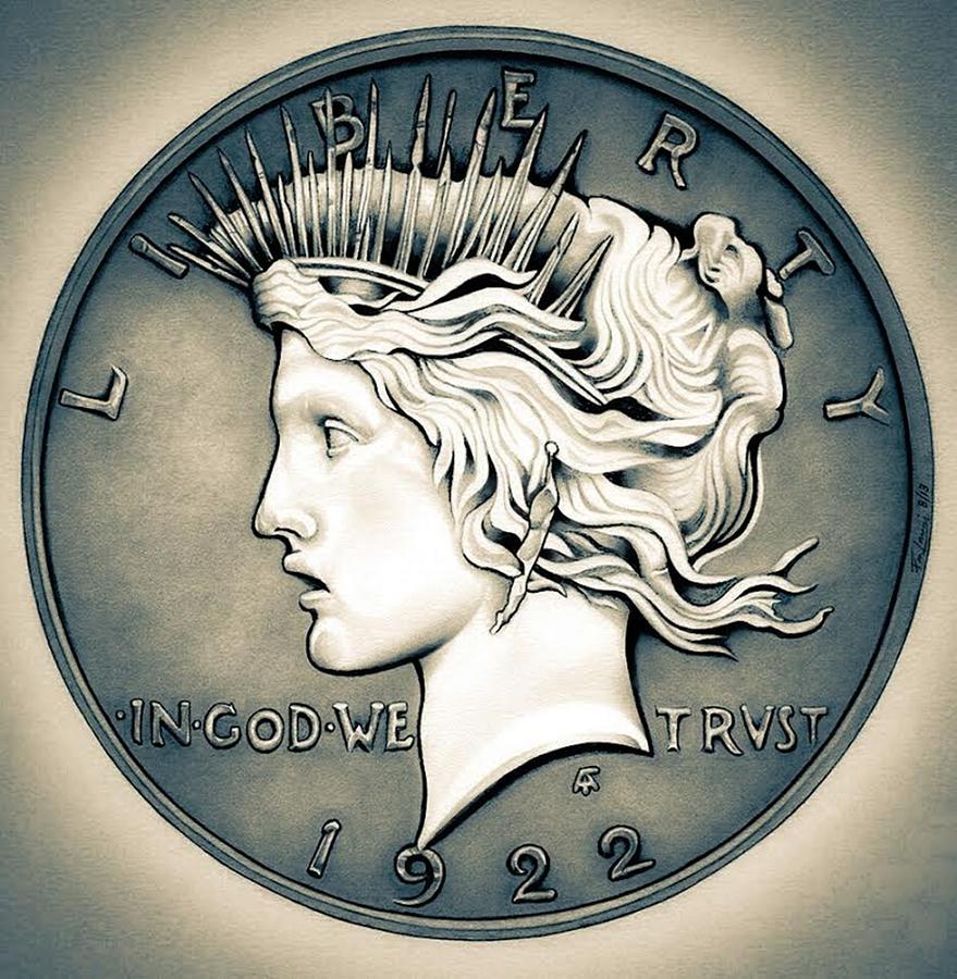 1922 Silver Proof Peace Dollar Drawing By Fred Larucci,Citric Acid Molecule