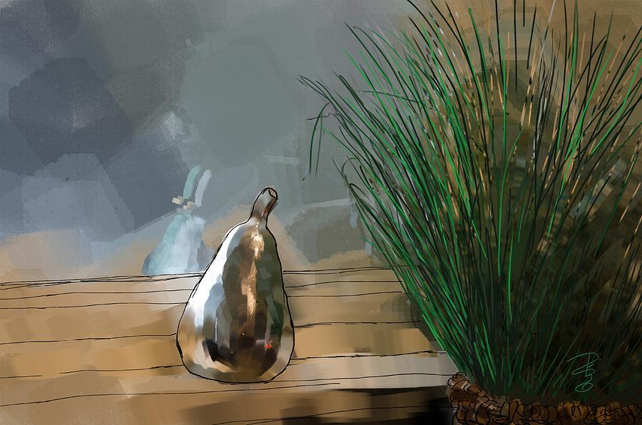 Silver pear Digital Art by Debra Baldwin