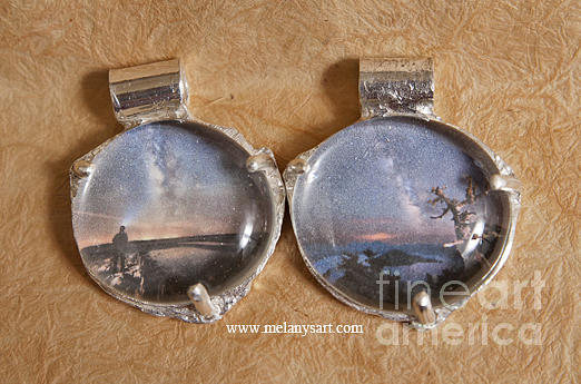 Silver Pendants with Night Sky Photo Jewelry by Melany Sarafis
