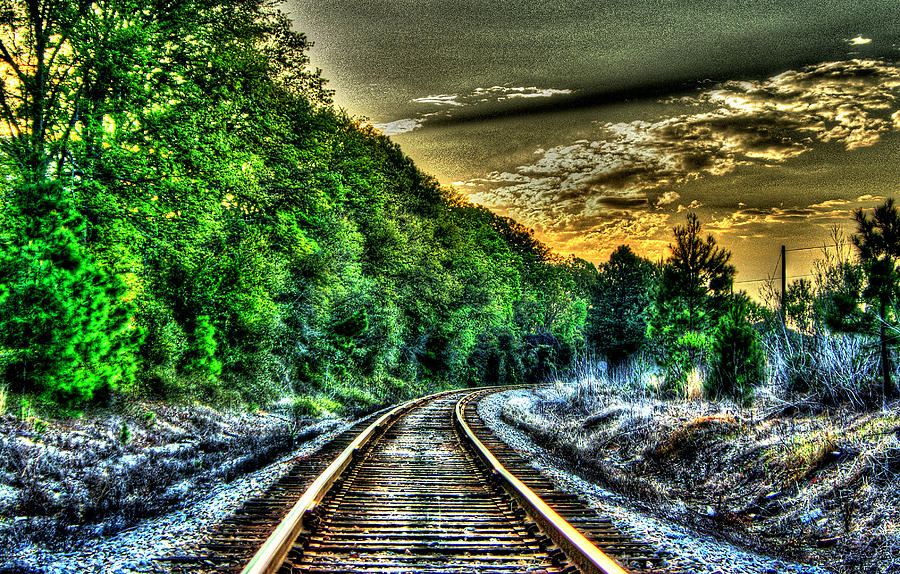 Train Tracks Photograph - Silver Rails  by Mike Bass