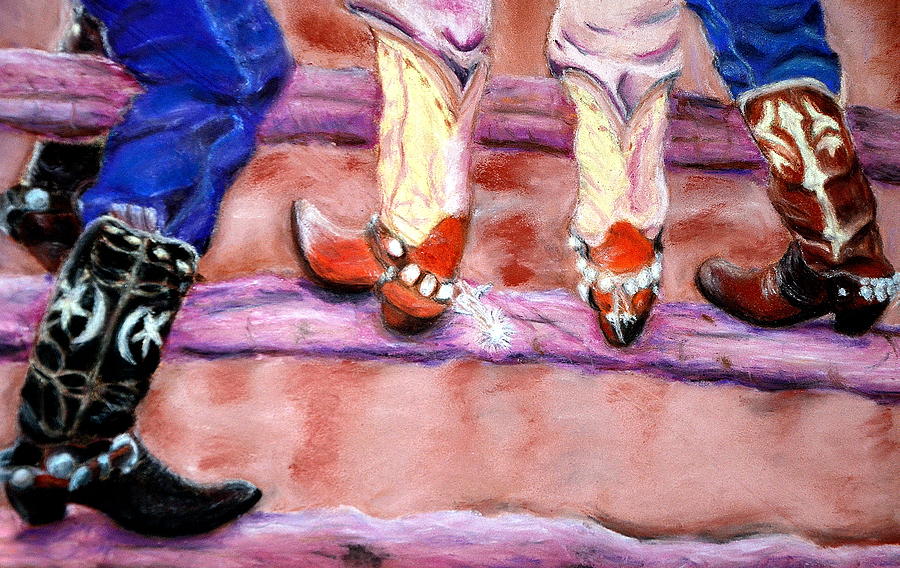 Boot Pastel - Silver Spurs  Pastel by Antonia Citrino