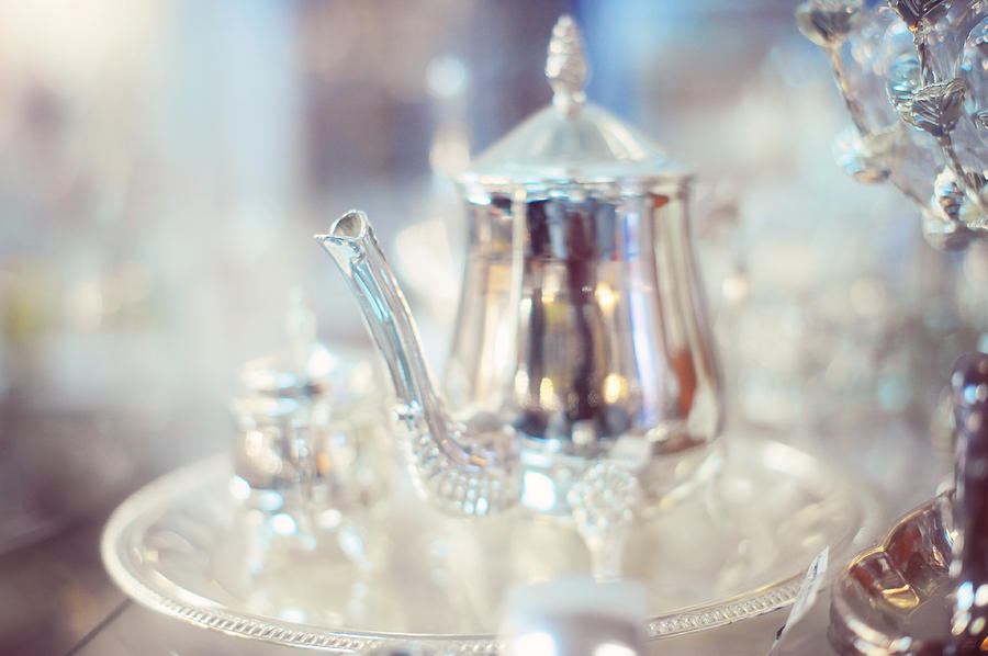 Still Life Photograph - Silver Teapot by Jenny Rainbow