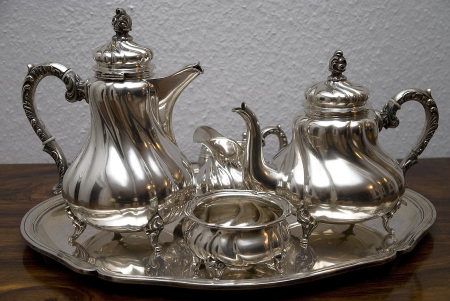 silver teapot - Silberne Teekanne Photograph by Wakila