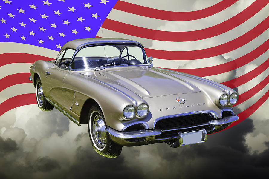 Silver 1962 Chevrolet Corvette And American Flag Photograph by Keith Webber Jr