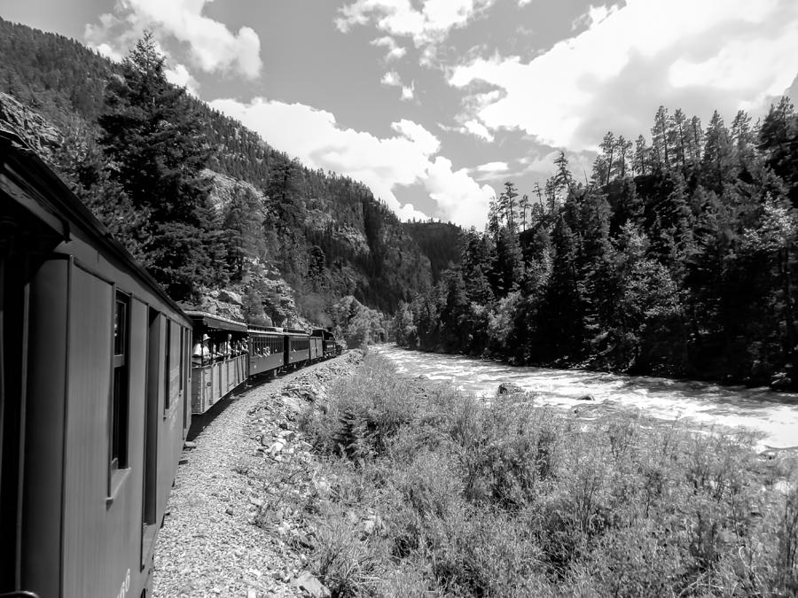 Silverton Durango Train in black and white Photograph by Cathy Anderson