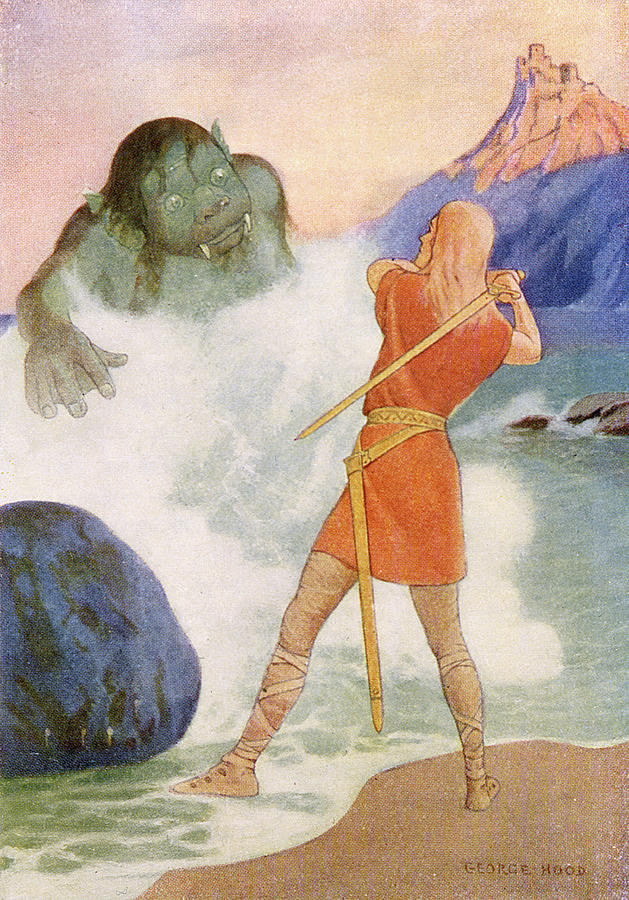 Beach Drawing - Silverwhite Confronts A Sea Troll by Mary Evans Picture Library