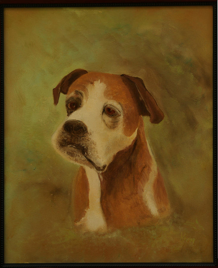 Simon the Boxer Painting by Kathy Knopp