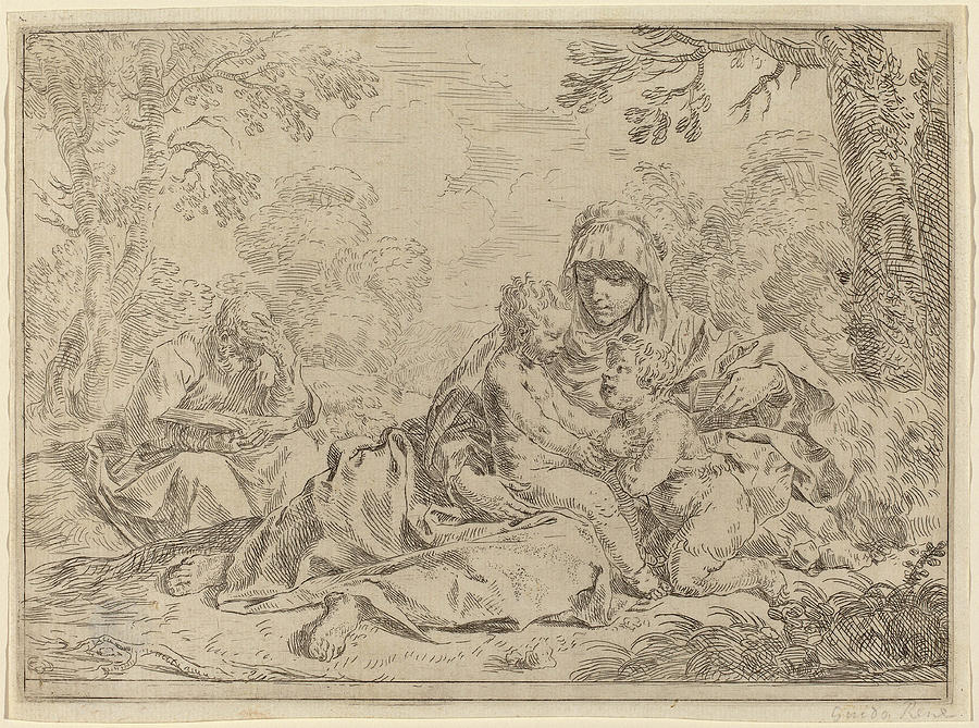 Simone Drawing - Simone Cantarini Italian, 1612 - 1648, The Holy Family by Quint Lox