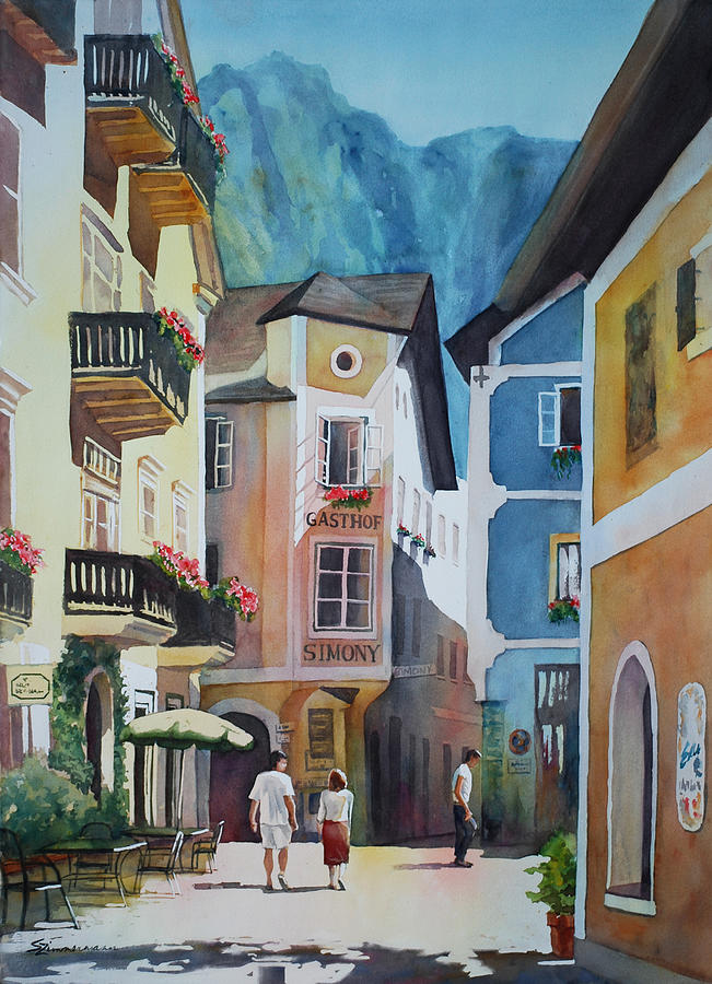Alps Painting - Simony Hotel by Sue Zimmermann