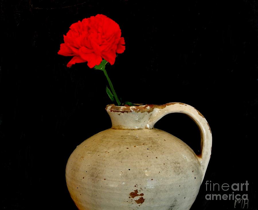 Simple Carnation in Pottery Photograph by Marsha Heiken