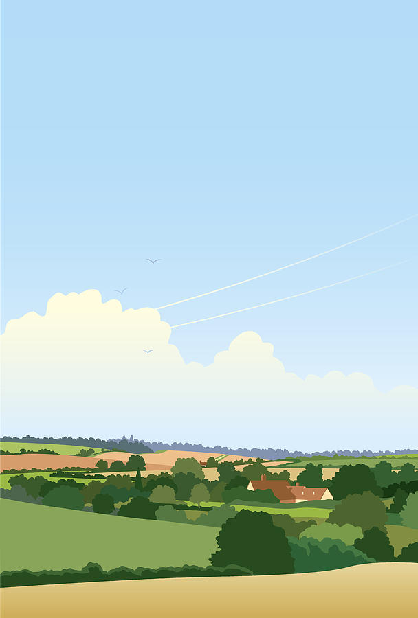 Simple English landscape illustration Drawing by Johnwoodcock