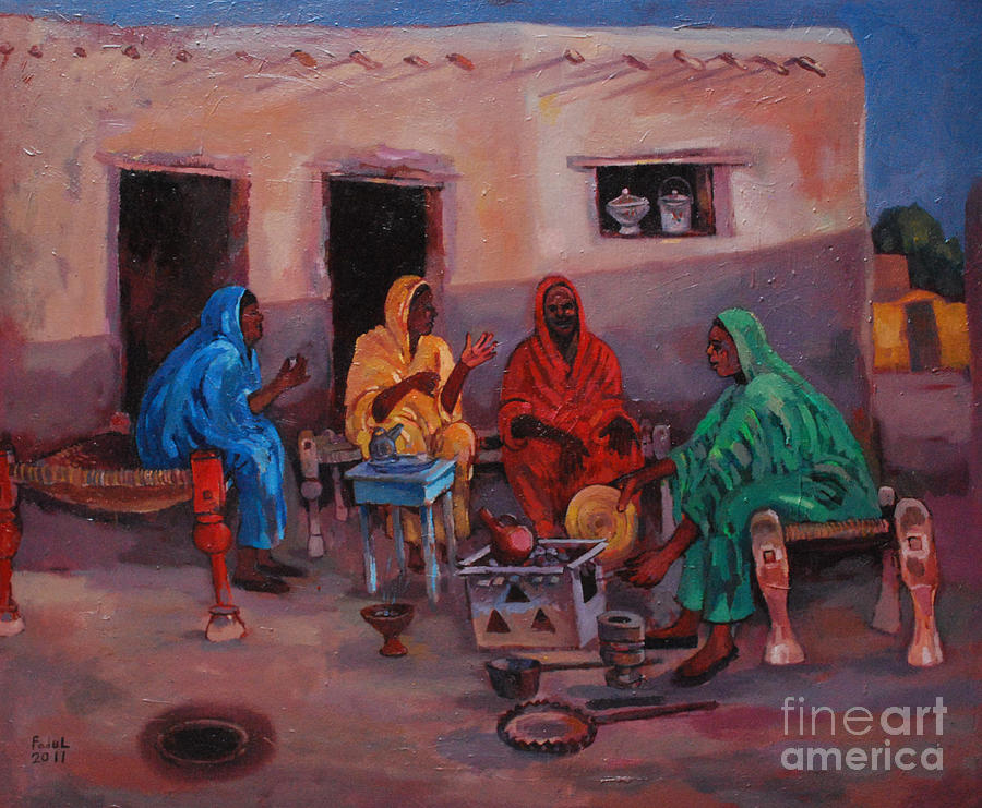 Sudanese women and coffee Painting by Mohamed Fadul - Pixels