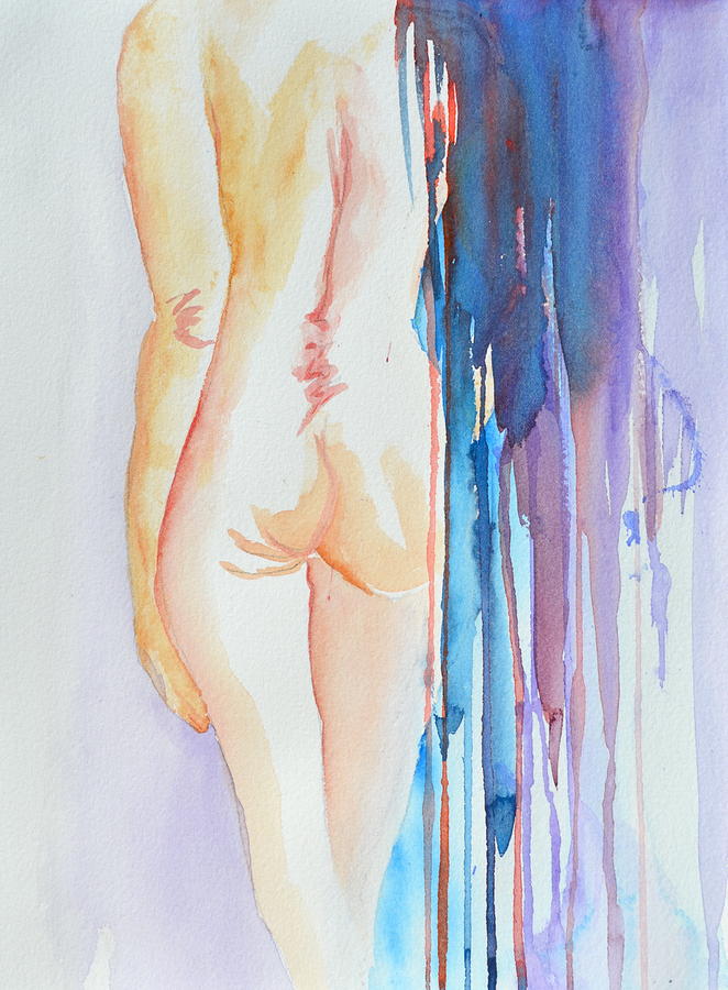 Simple Nude with Abstract Veil Painting by Beverley Harper Tinsley