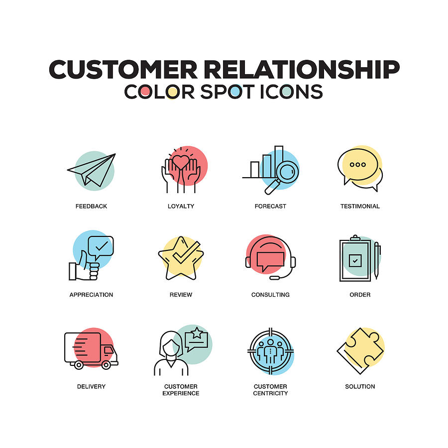 Simple Set of Customer Relationship Color Vector Line Icons Drawing by Cnythzl