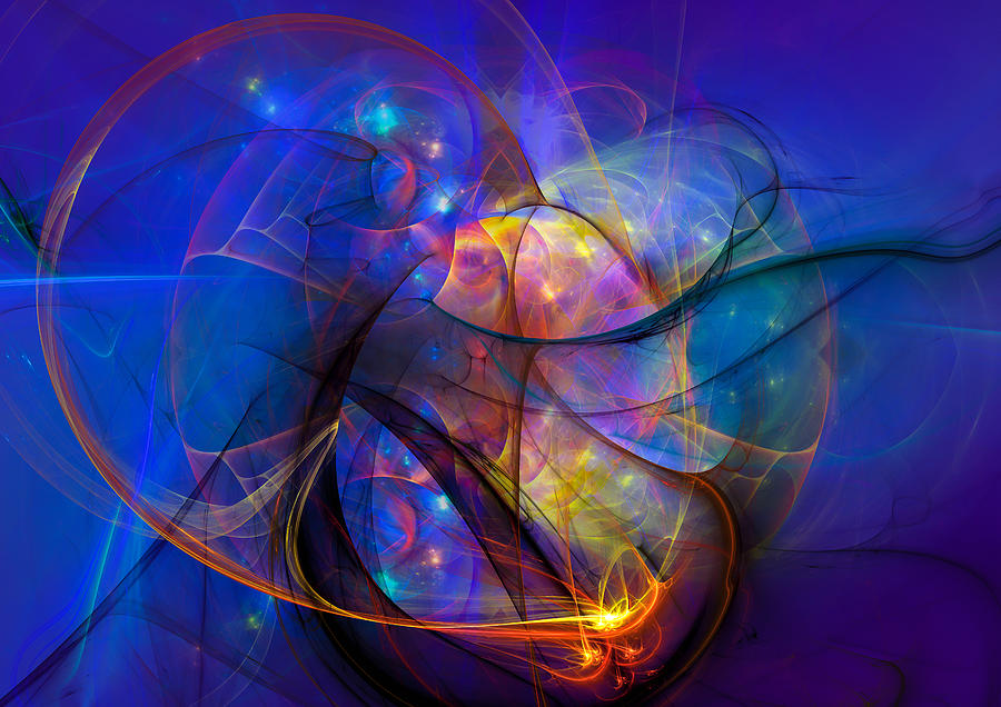 Blue And Purple Colorful Abstract Art -  Simple Twist Of Fate Digital Art by Modern Abstract