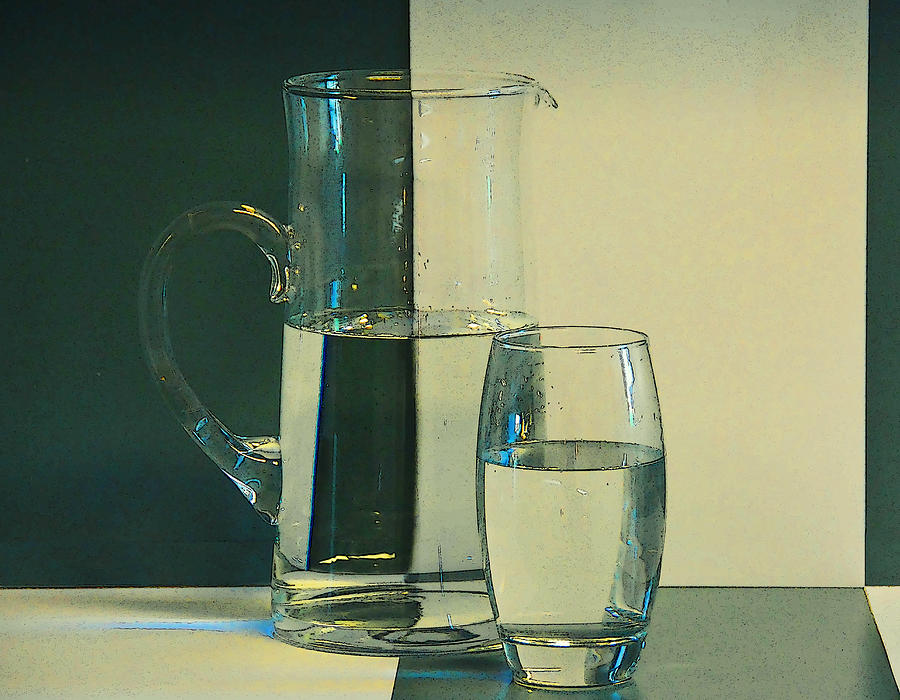 Still Life Photograph - Simple two-color still life with jug and glass by Andrei SKY