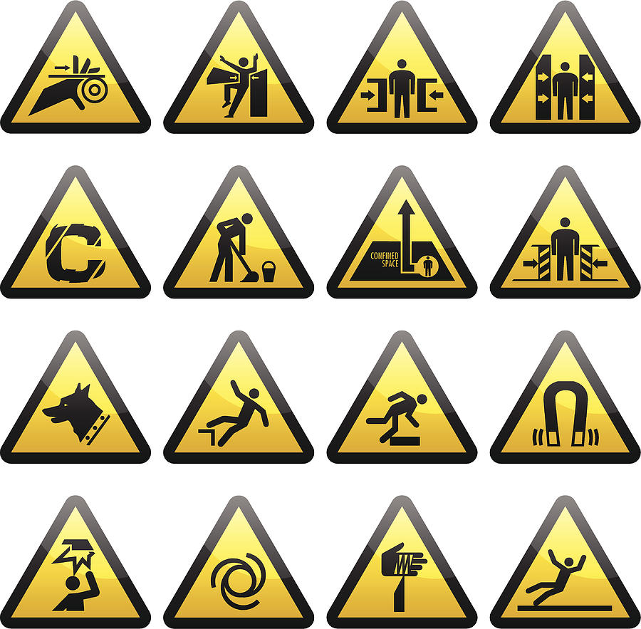 Simple Warning Hazard Signs Drawing by Designalldone