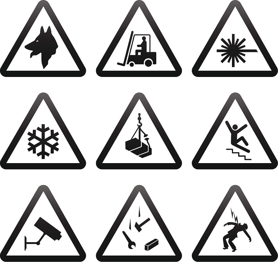 Simple Warning Signs Drawing by Designalldone