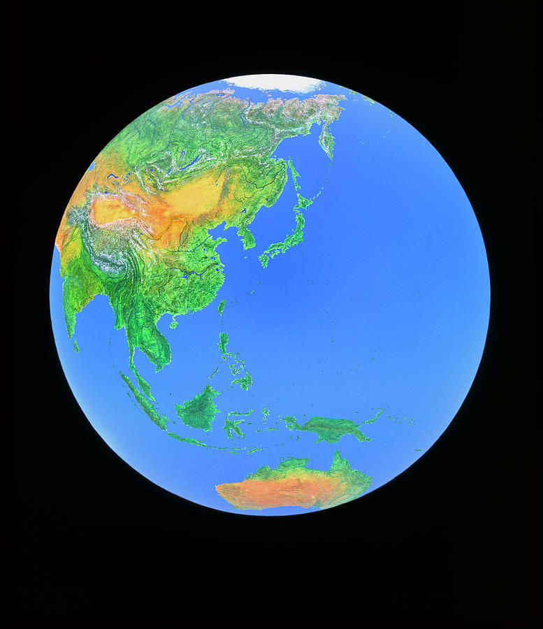 Simulated Image Of Asia & W.pacific From Space Photograph by Julian Baum & David Angus/science Photo Library