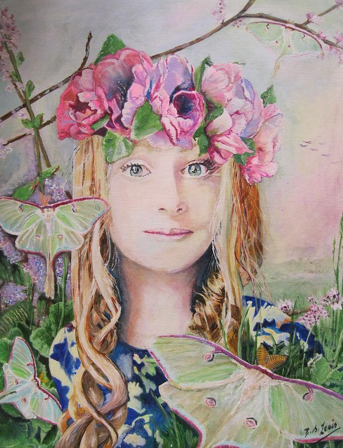 Flower Painting - Sinead and the MoonMoths by Siobhan Lewis