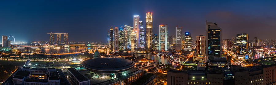 Singapore Skyline Panorama Pyrography By Jean Claude Castor