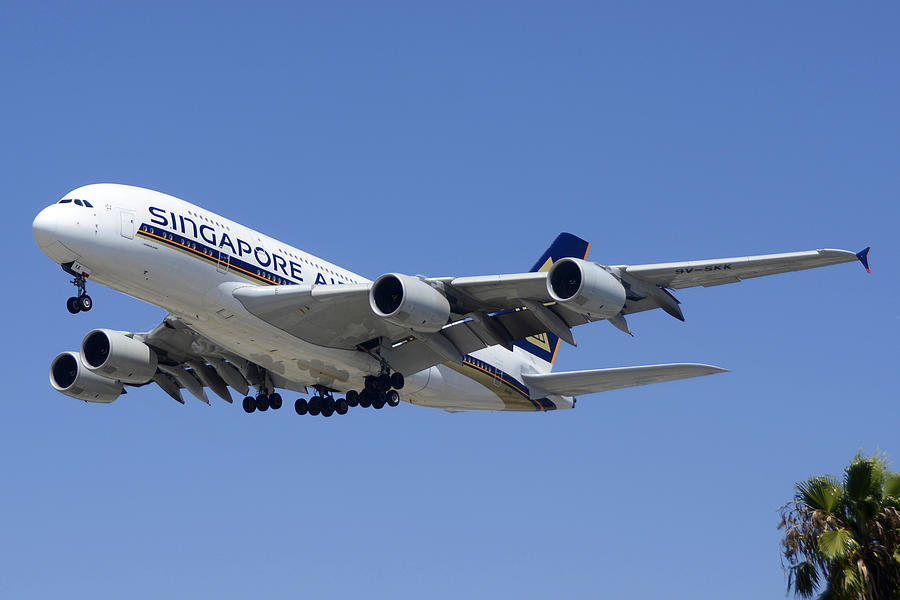 Singapore Airlines Airbus A380-841 9V-SKK Los Angeles International Airport August 20 2013 Photograph by Brian Lockett