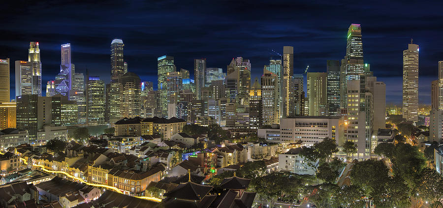 Singapore Photograph - Singapore Central Business District Skyline and Chinatown at Dus by David Gn Singapore Photograph - Singapore Central Business District Skyline and Chinatown at Dus by David Gn