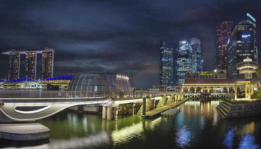 Singapore Photograph - Singapore City by The Fullerton Pavilion at Night by David Gn Singapore Photograph - Singapore City by The Fullerton Pavilion at Night by David Gn