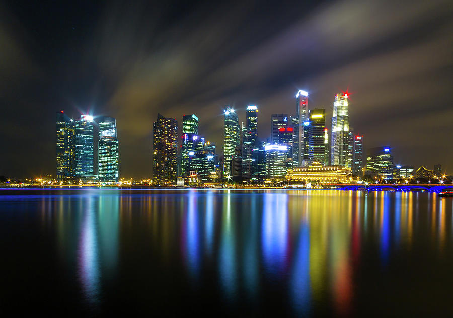 Singapore City Night Skyline Photograph by Hak Liang Goh