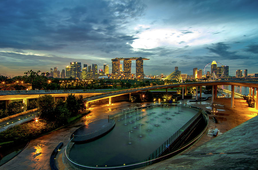 Singapore City View From Marina Barrage Photograph by Umar Farooq