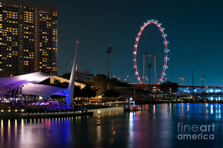 Singapore Flyer At Night Photograph by Rick Piper Photography