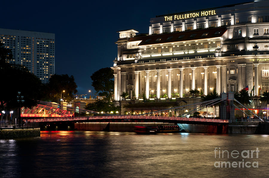 Singapore Fullerton Hotel At Night 02 Photograph by Rick Piper Photography