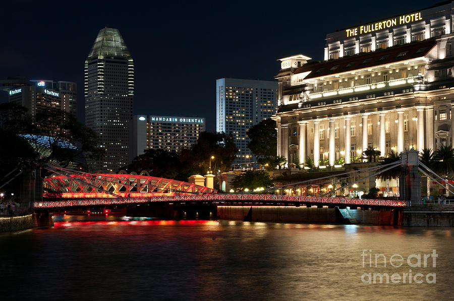 Singapore Fullerton Hotel At Night 01 Photograph by Rick Piper Photography