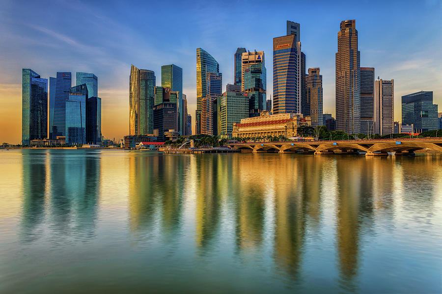 Singapore In Reflection Photograph by Munzershamsul