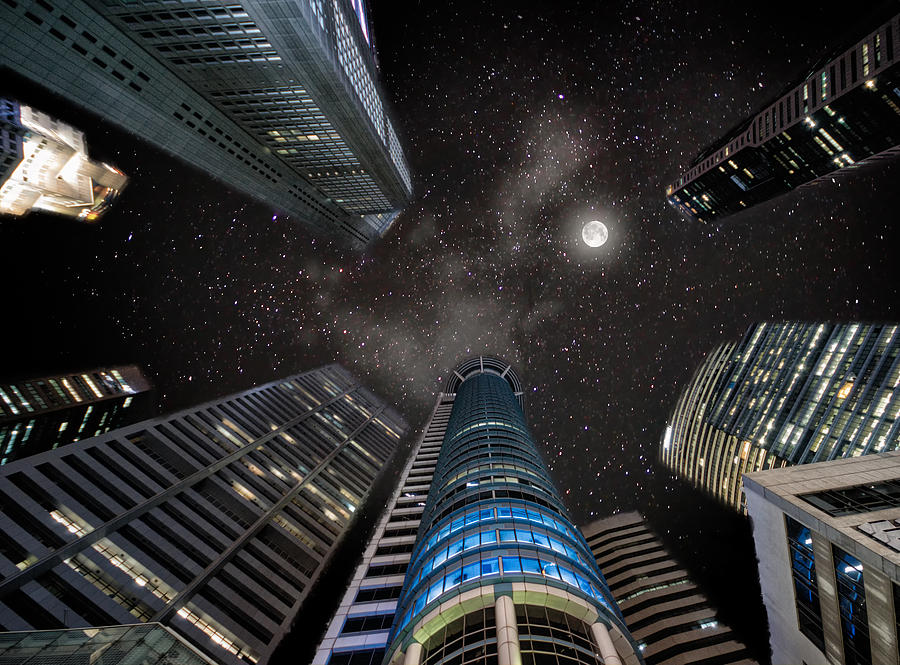 Singapore Moon Sky Photograph by John Swartz