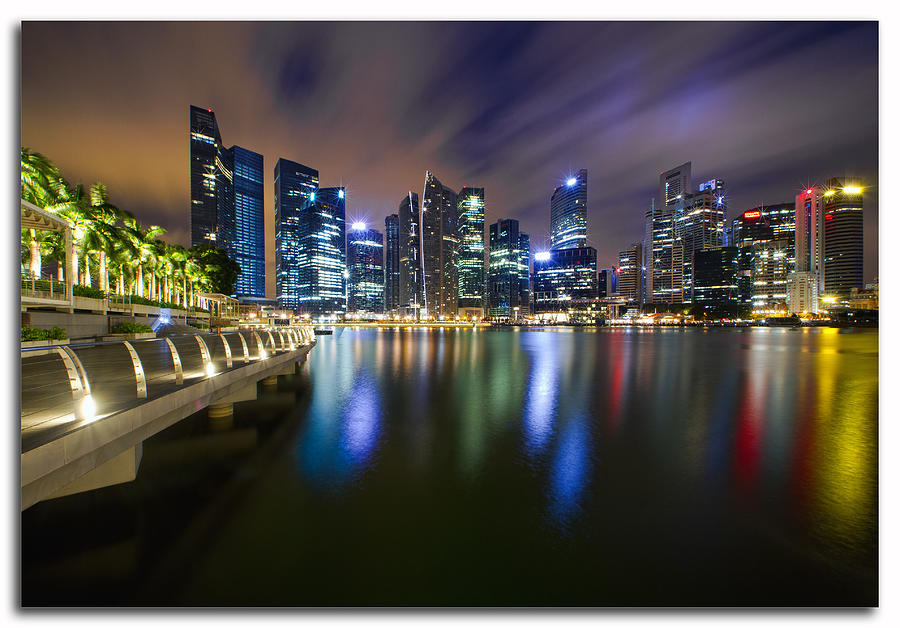 Singapore Night Skyline II  Marina Bay Photograph by Feel Free To Share Your Thoughts On My Works