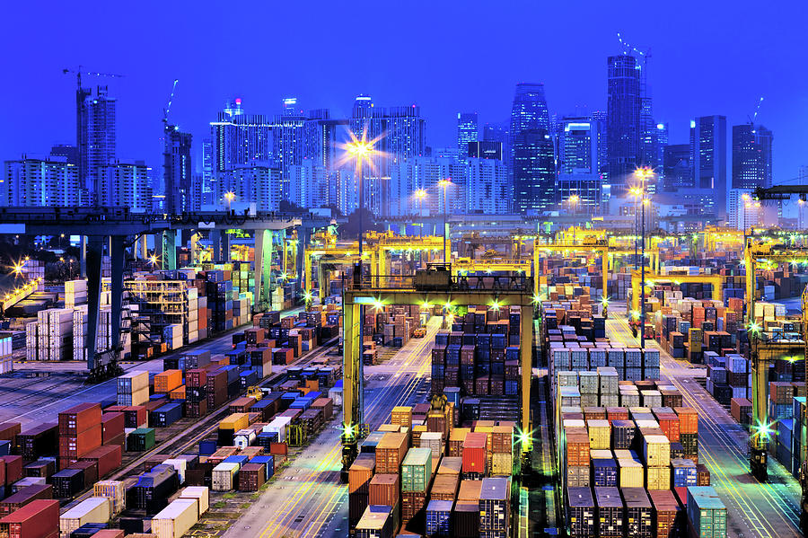 Singapore, Psa Cargo Container Handling Photograph by John Seaton Callahan