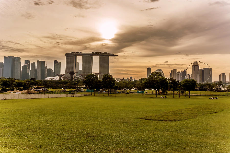 Architecture Photograph - Singapore skyline 2 by Jijo George