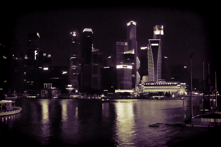 Bridge Photograph - Singapore skyline as seen from the pedestrian bridge by Ashish Agarwal