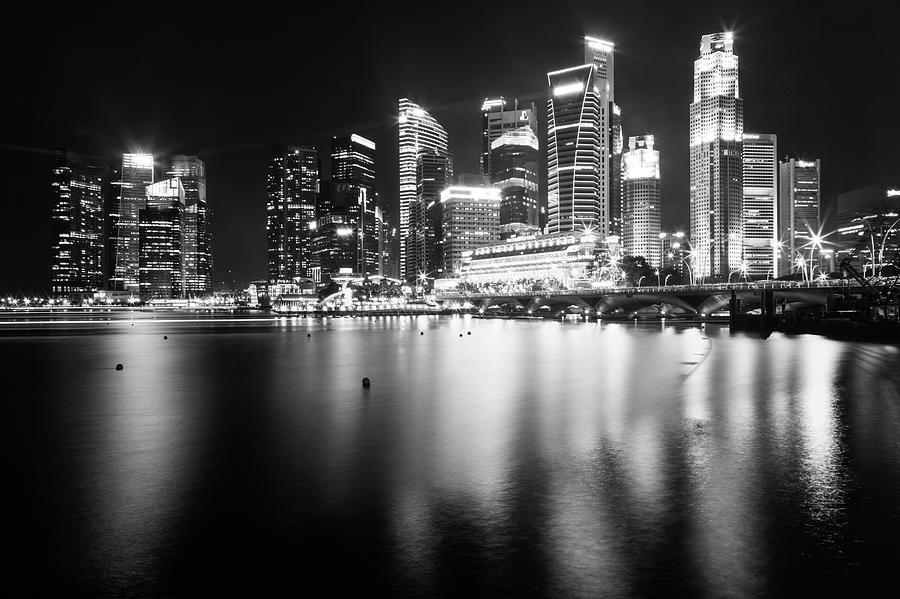 Singapore Skyline At Night Photograph by @ Didier Marti