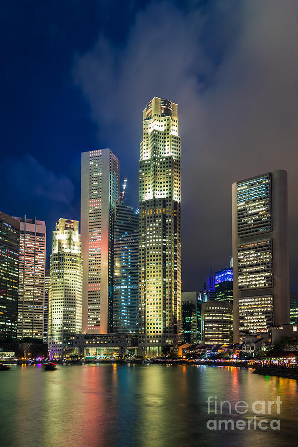 Architecture Photograph - Singapore Skyline by Fototrav Print