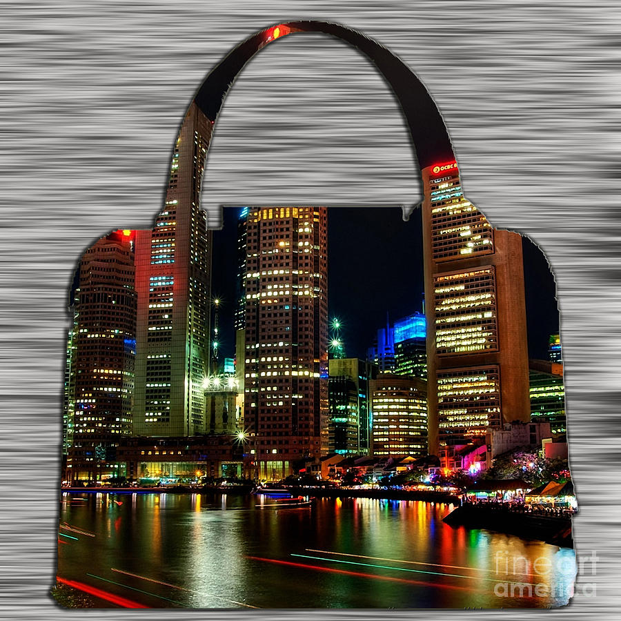 Singapore Skyline in a Handbag Mixed Media by Marvin Blaine
