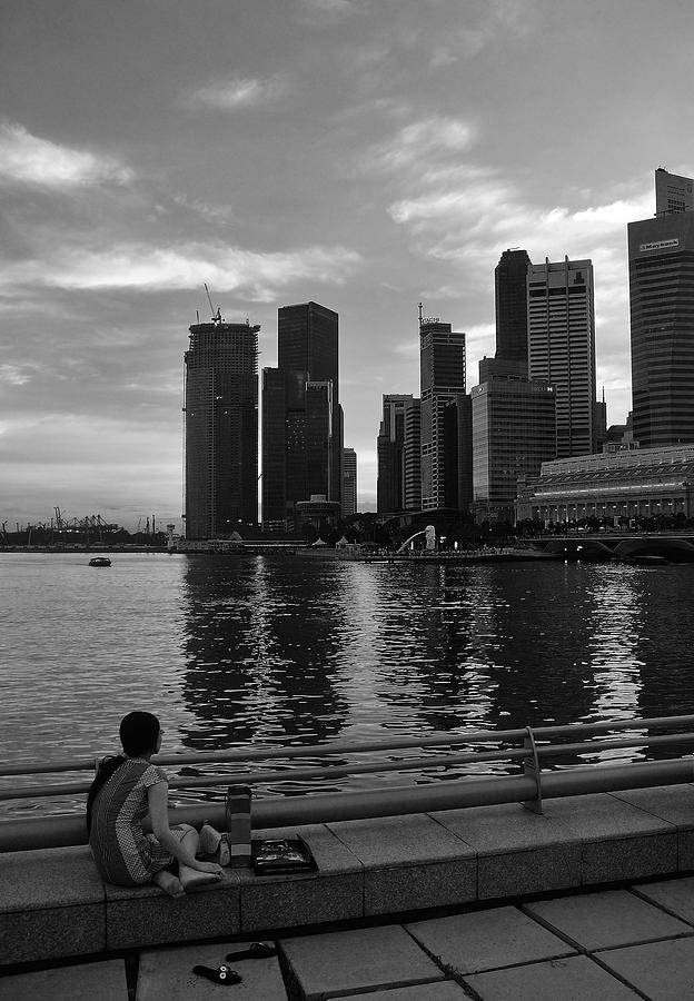 Singapore Woman and Skyline Photograph by Steven Richman